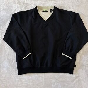 Wedge Golf‎ Pullover Jacket Mens Medium Lightweight Black V Neck Windbreaker